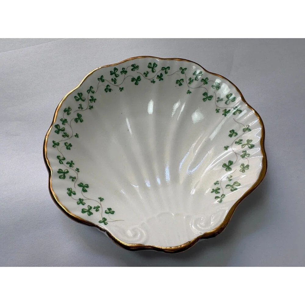 Royal Tara Trinket Dish Ireland Shamrock Shell Shape Celtic Irish China 4.4